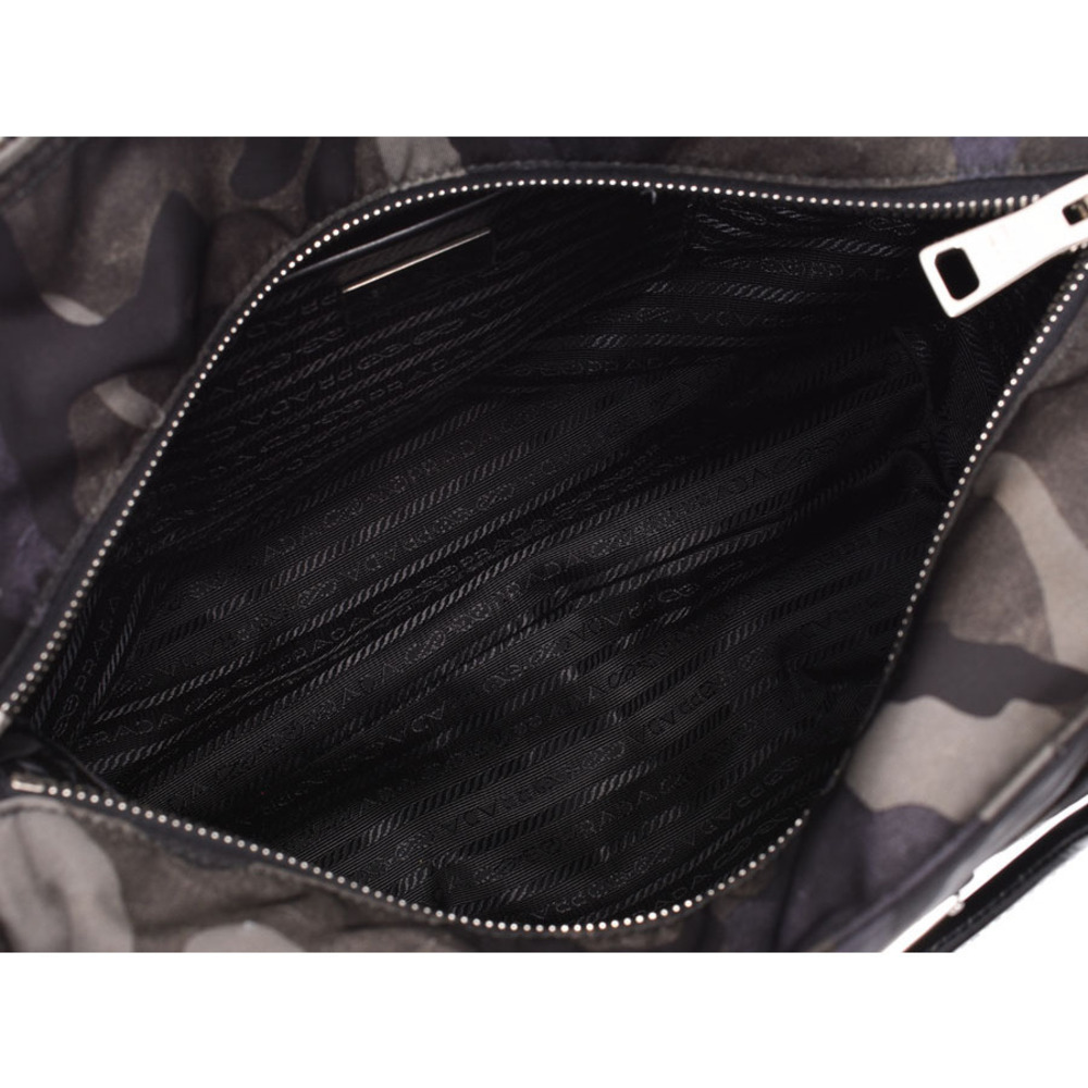 Prada Gray Camouflage Nylon Handbag Black Leather - Picture 8 of 11
